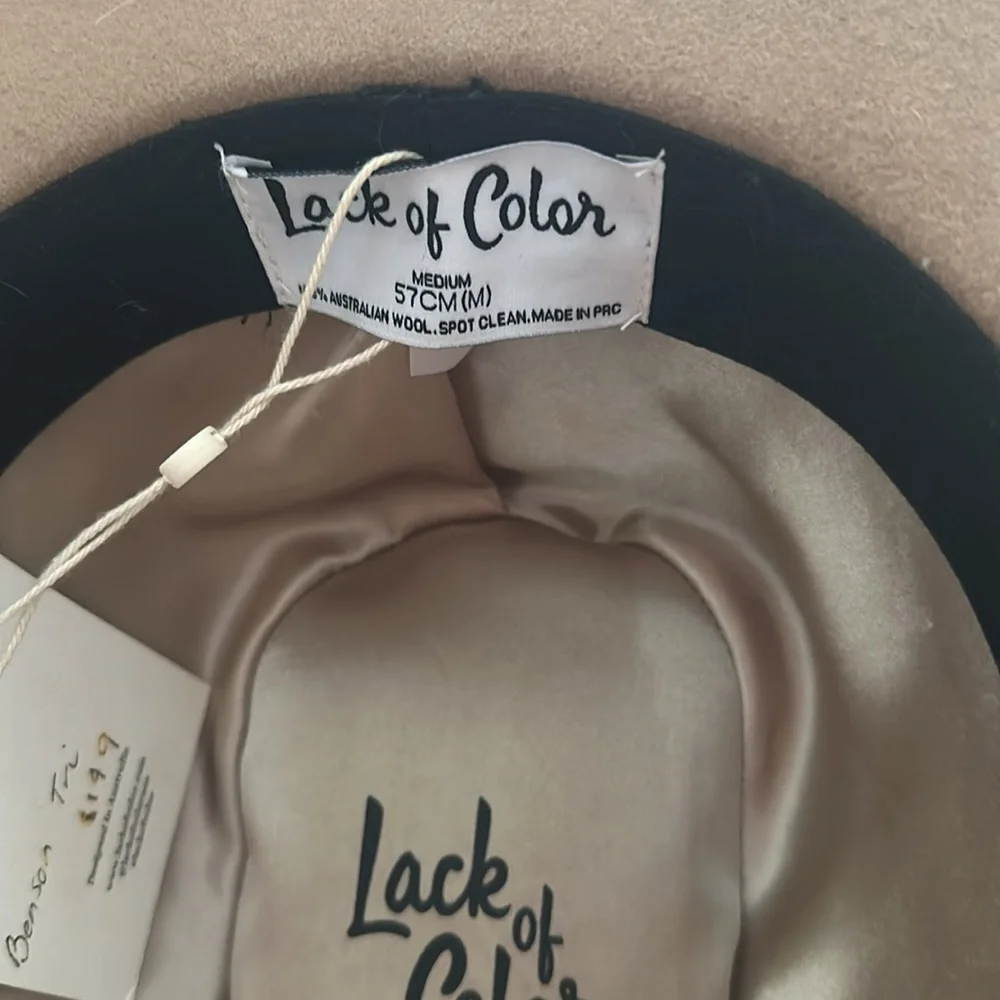 Lack Of Color Benson Tri Beige Tall Triangle Crown Fedora Size Medium - Picture 7 of 8